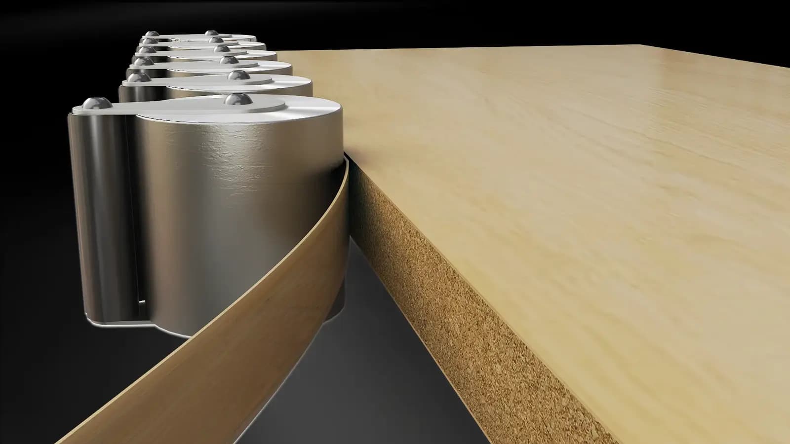 Rolos de orlagem PUR a aplicar banda no painel